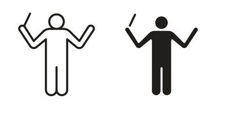 Obraz premium Conductor icon. Sign design in outline and flat style for web