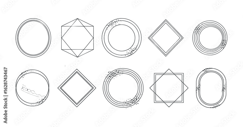 Poster geometric frames collection minimalist vector borders for graphic design projects and creative layou