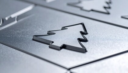 Engraved Christmas tree design on metal