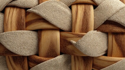 Close-up woven wood and fabric texture