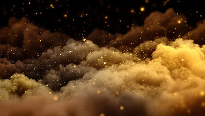 Golden, smoky clouds against a dark background