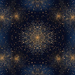 Abstract, symmetrical fireworks pattern