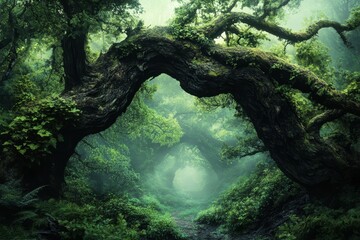 Ravelston Woods in Edinburgh, Scotland, boasts an enchanting, ethereal landscape of twisted, mossy trees set amidst a lush, misty woodland forest