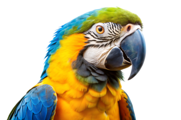 yellow macaw - isolated on a white background PNG. GENERATIVE AI
