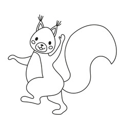 Happy Cartoon Squirrel Outline