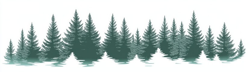 Obraz premium Forest or Panoramic Woodland Scene in Hand Drawn Monochrome Illustration Style’ can also be described as ‘Monochrome Illustration of Forest or Woodland Landscape Created by Hand Drawing