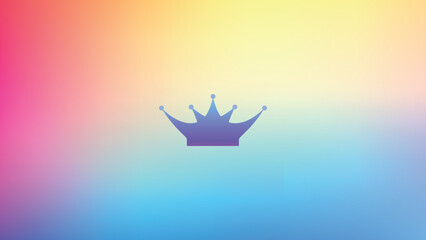 Elegant purple crown icon on a vibrant multicolor gradient background. Ideal for royalty-themed designs, luxury branding, invitations, and digital art with a regal yet modern aesthetic.