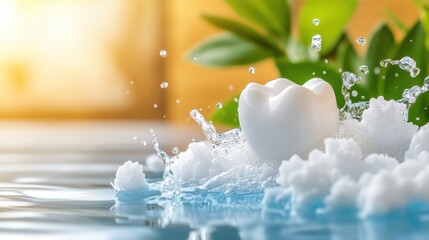 Spa scene with white lotus and calming water splashes