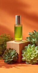 Succulent-adorned perfume bottle