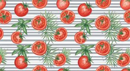 Tropical Tomato Seamless Pattern – Acrylic Summer Stripes