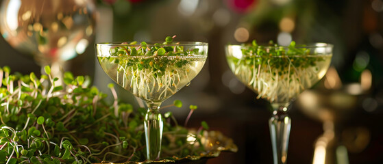 glass of champagne with flowers