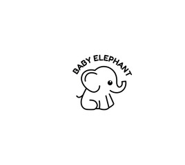 Cute Baby Elephant Logo – Minimalist Animal Icon for Kids Brand or Nursery