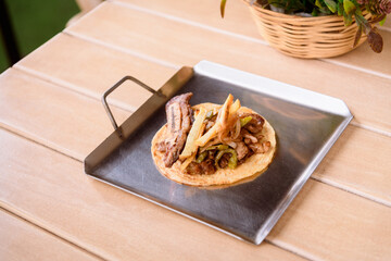 Authentic traditional Mexican rib taco