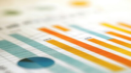 Colorful bar graphs and data visualizations on a report in business setting