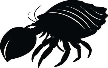 Silhouette of Hermit Crab With Spiral Shell