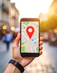 Smartphone displaying map app