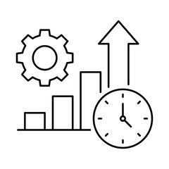 Productivity Icon. Bar Graph and Clock, High Efficiency, Output, and Task Management. Outline Vector Icon. Editable Stroke.