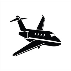  Private Jet Silhouette Vector Illustration on White