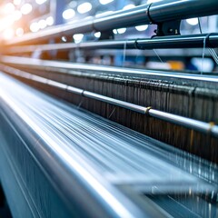 Industrial weaving machine close-up