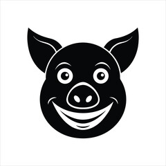 Silhouette of Funny Pig Face Front View Vector