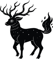 Silhouette of Mystic Deer Appearing in Forest Mist