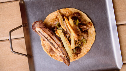 Authentic traditional Mexican rib taco