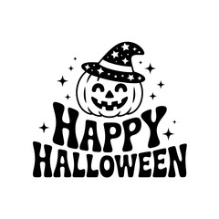 Fototapeta premium Festive Halloween Celebration with Ghosts, Pumpkins, and Witch Hat Illustration