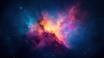 Colorful cosmic nebula showcasing vibrant hues in deep space