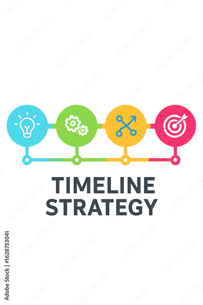 Aufkleber timeline strategy graphic with colorful icons representing steps timeline strategy diagram transitio