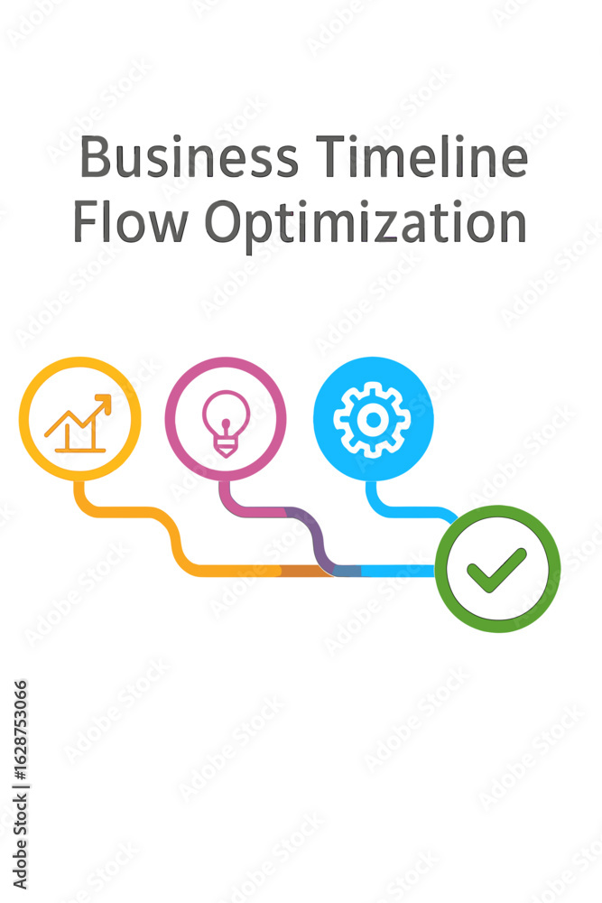 Aufkleber business timeline flow optimization infographic with process icons business timeline flow optimizati
