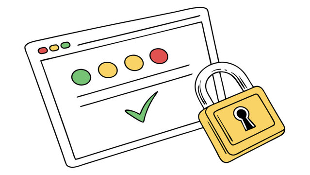 secure browser window with padlock ssl certificate https website security illustration design and isolated on white background.