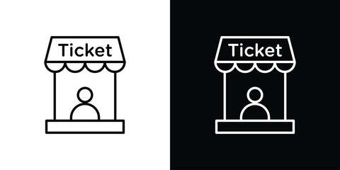 Ticket window icon for app. Thin line signs.