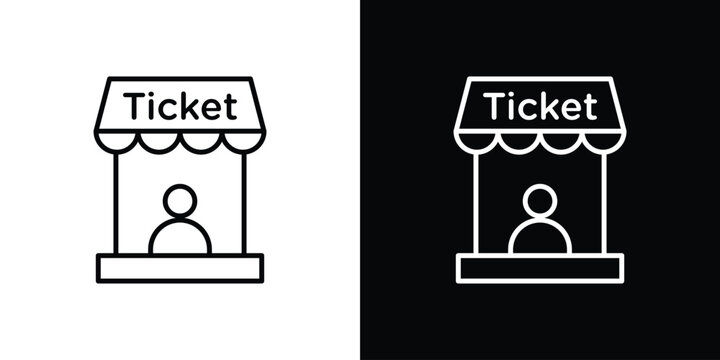 Ticket window icon for app. Thin line signs.