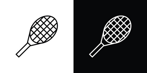 Tennis racket icon for app. Thin line signs.
