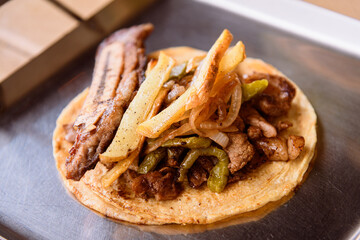Authentic traditional Mexican rib taco