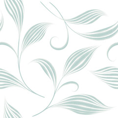 Seamless pattern with flourish leaves. Floral summer nature decorative texture. Vector flourish artistic illustration in retro graphic style