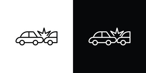 Rear end collision icon for app. Thin line signs.