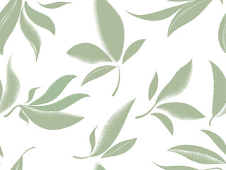 Floral seamless pattern. Branch with leaves ornamental texture. Flourish nature summer garden textured background