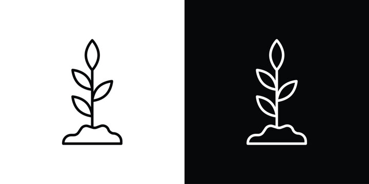 Plant icon for app. Thin line signs.