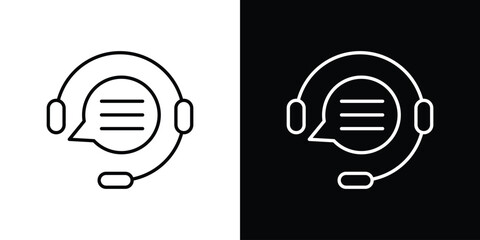 Online support icon for app. Thin line signs.