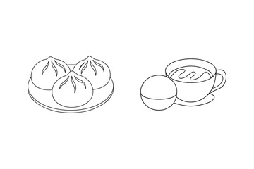 Steamed buns and hot beverage dumplings coffee