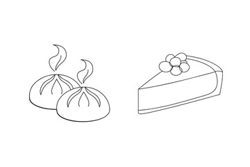 Steamed buns and cheesecake slice dessert pastry
