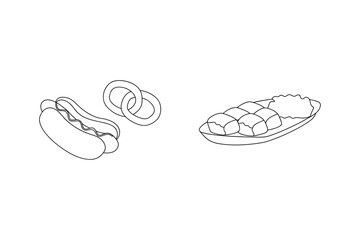 Hot dog pretzels and baked goods sausage mustard
