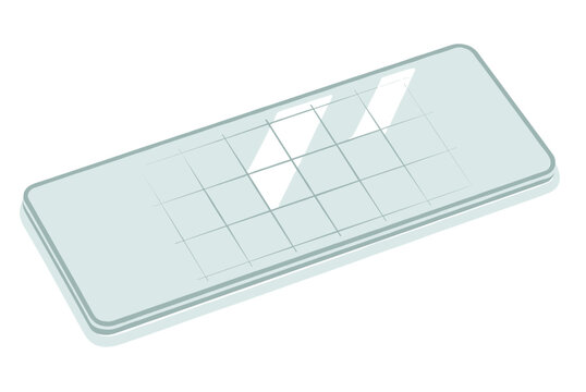 Microscope slide illustration depicting a clear glass surface for specimen observation
