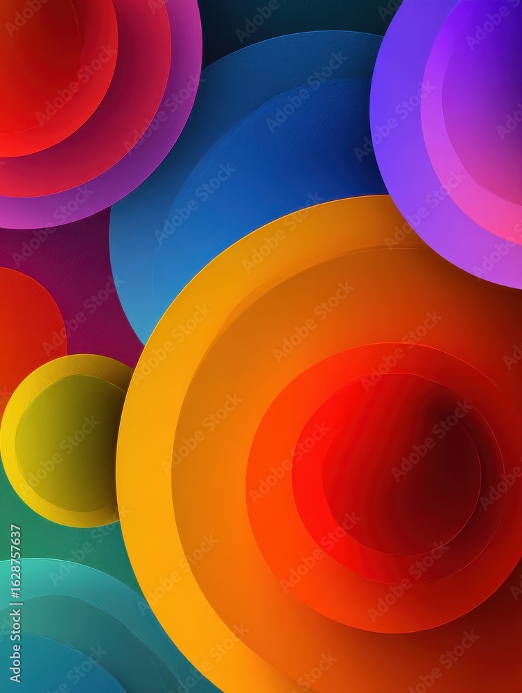 Poster abstract background with vibrant colorful circles ideal for technology digital art and website desig