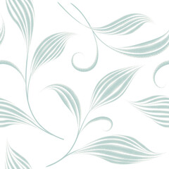 Seamless pattern with flourish leaves. Floral summer nature swirl line decorative texture. flourish artistic illustration in retro graphic style