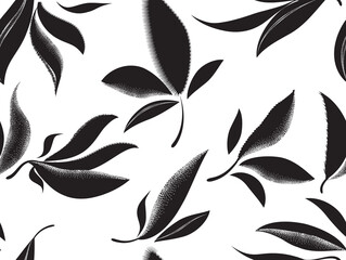 Floral seamless pattern. Branch with leaves Flourish nature summer garden textured background