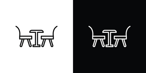 Dining table icon for app. Thin line signs.