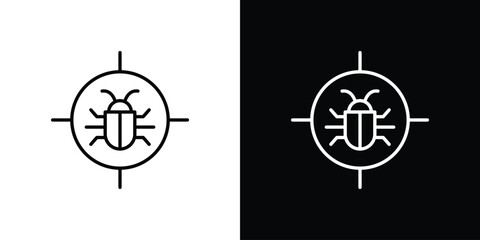 Debug icon for app. Thin line signs.