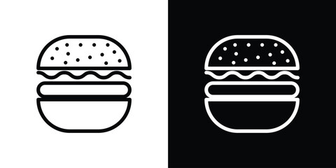 Cheese burger icon for app. Thin line signs.